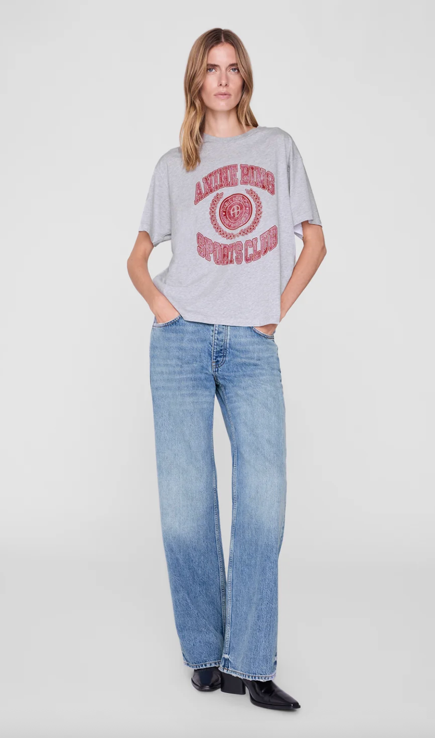 Anine Bing Cade Tee Collegiate - Grey