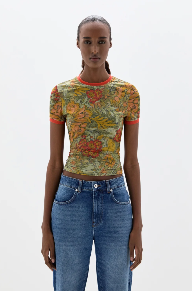 SIR. Eliana Mesh Fitted Tee - Aliera Floral Mint