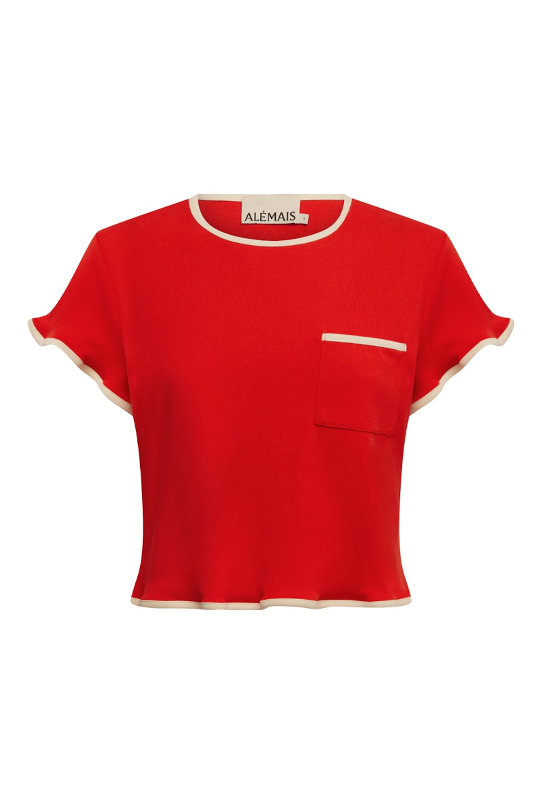 Alemais Bonette Cropped Tee - Red