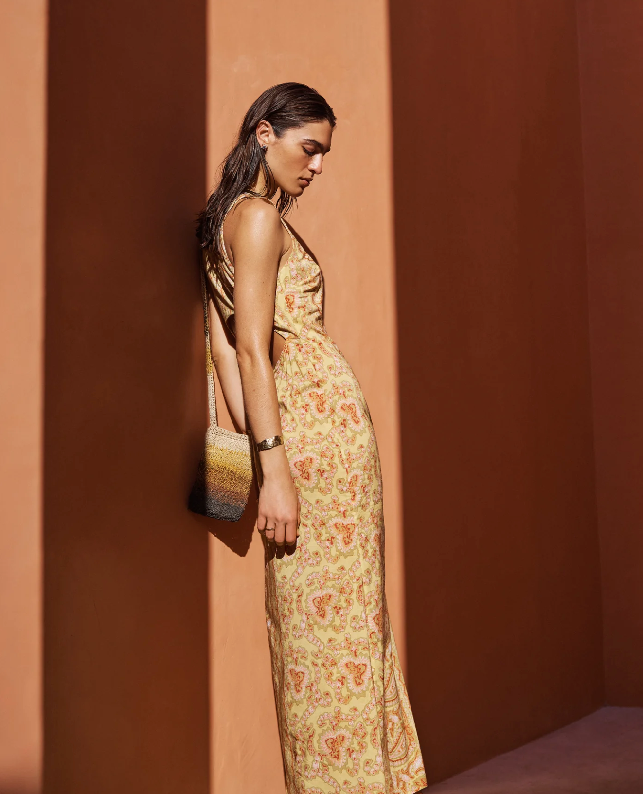 Boteh Caravane Column Maxi Dress - Straw