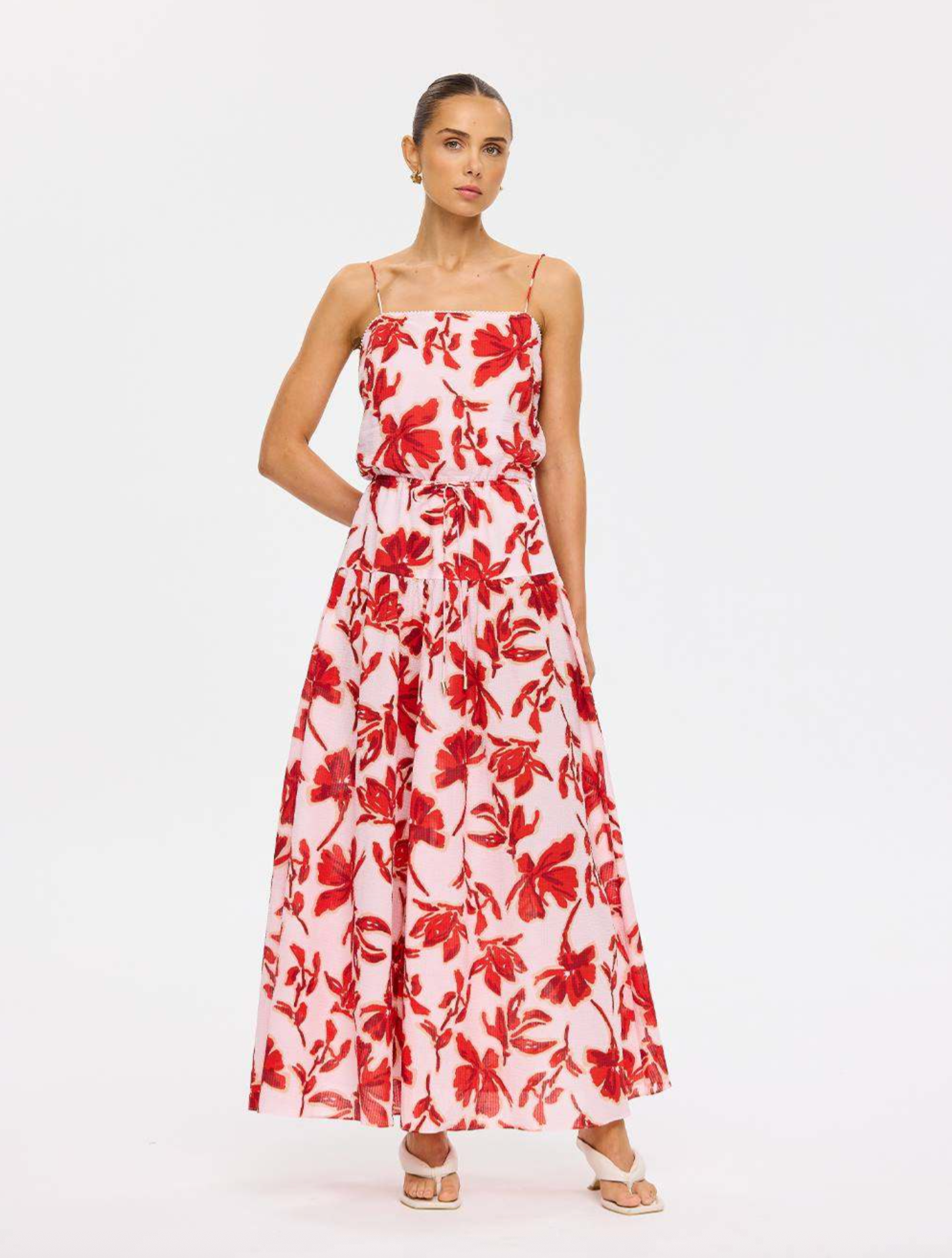 Kivari Rosalie Strappy Maxi Dress - Red