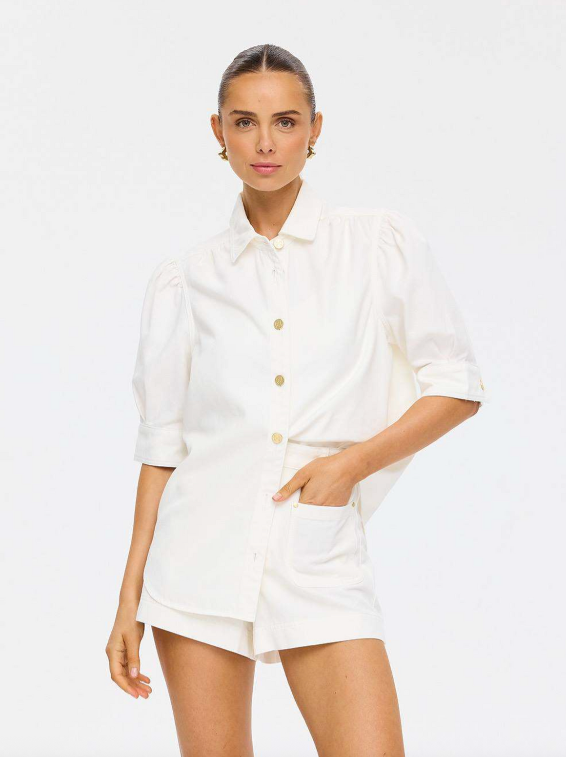 Kivari Lou Denim Short - White