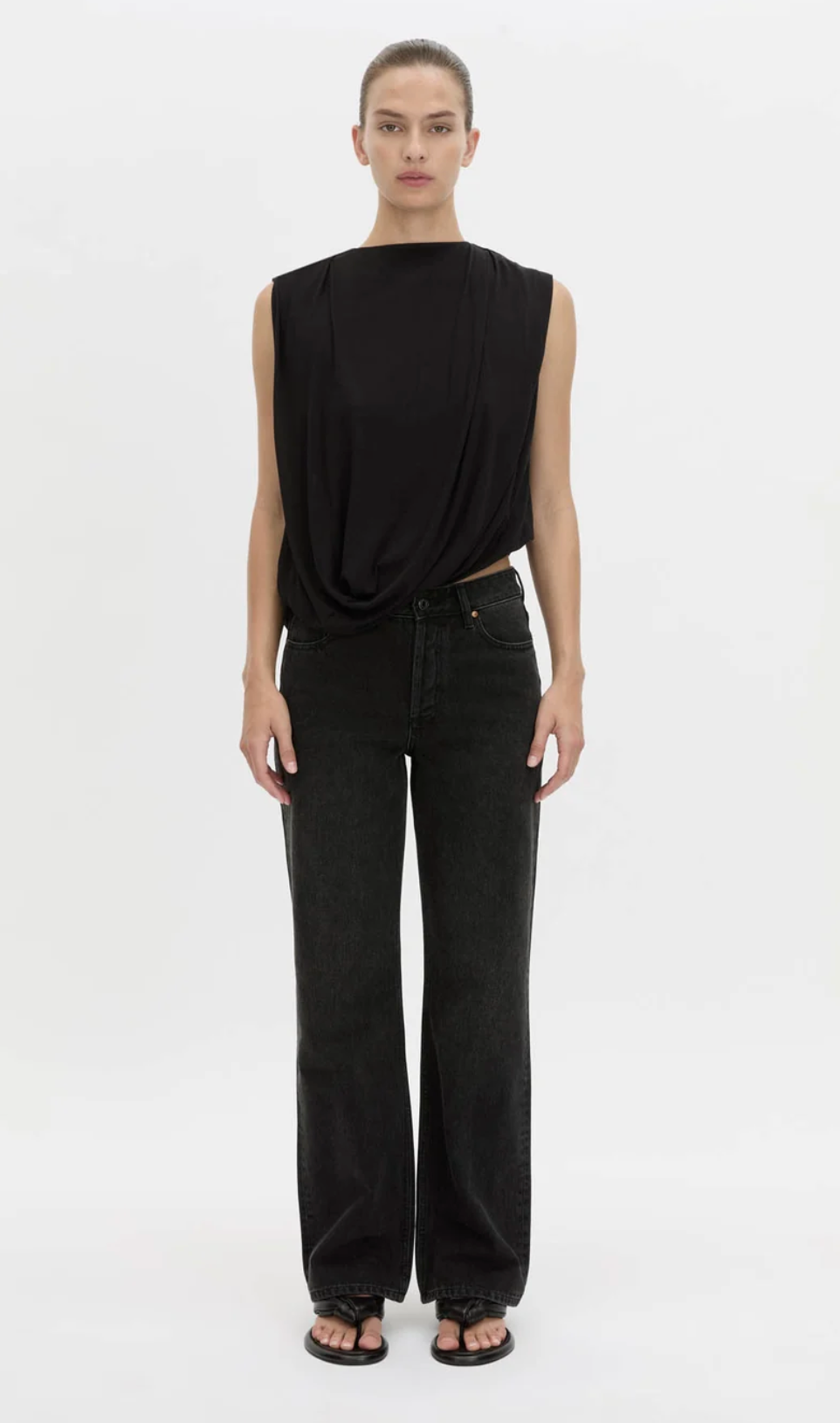 Camilla and Marc Siona Sleeveless Drape Top - Black