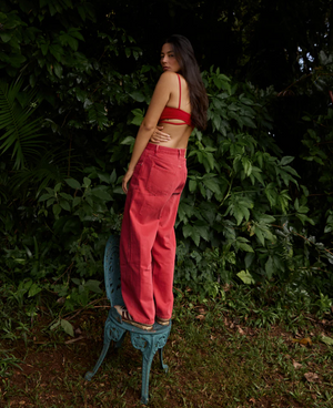 Nagnata Vegetable Dye Utility Jean - Ruby