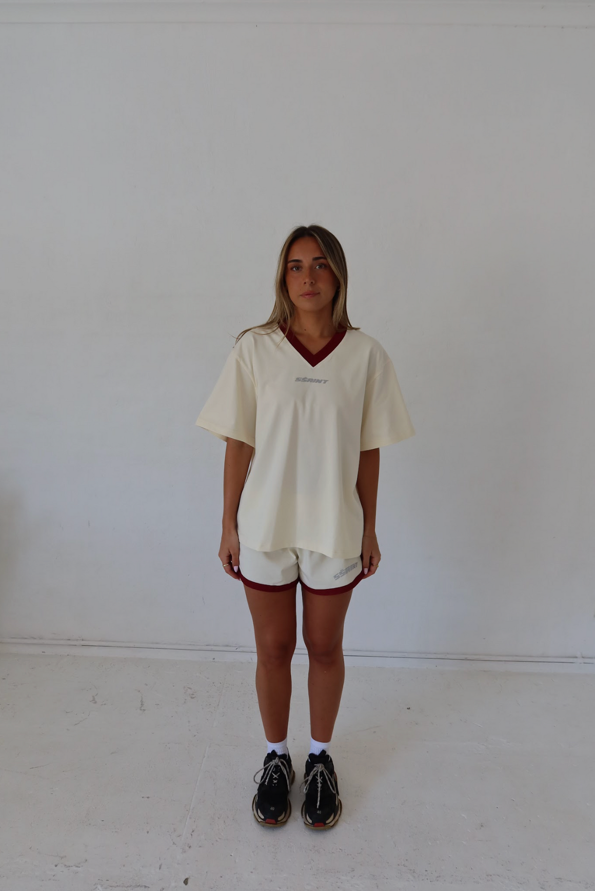 Ssaint Reflective V Neck Tee - Butter -