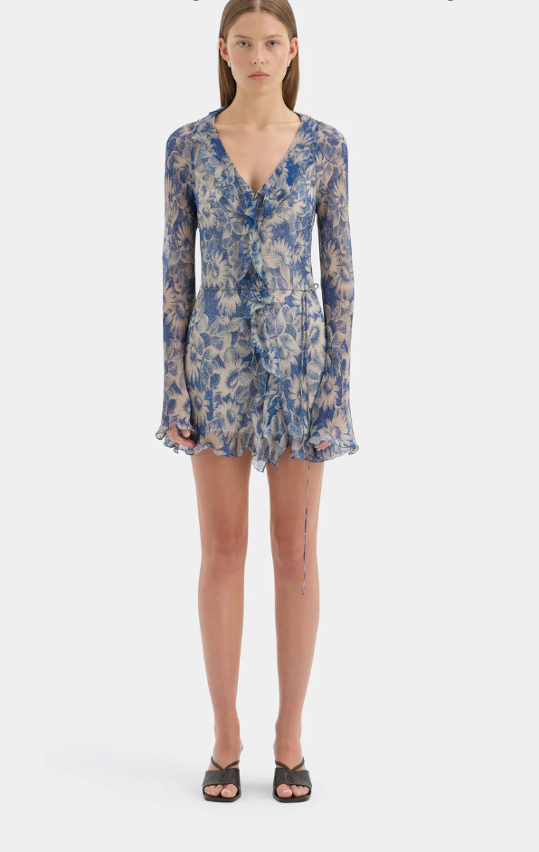 SIR. Lilia Ruffle Long Sleeve Mini Sleeve - Daisy Meadow