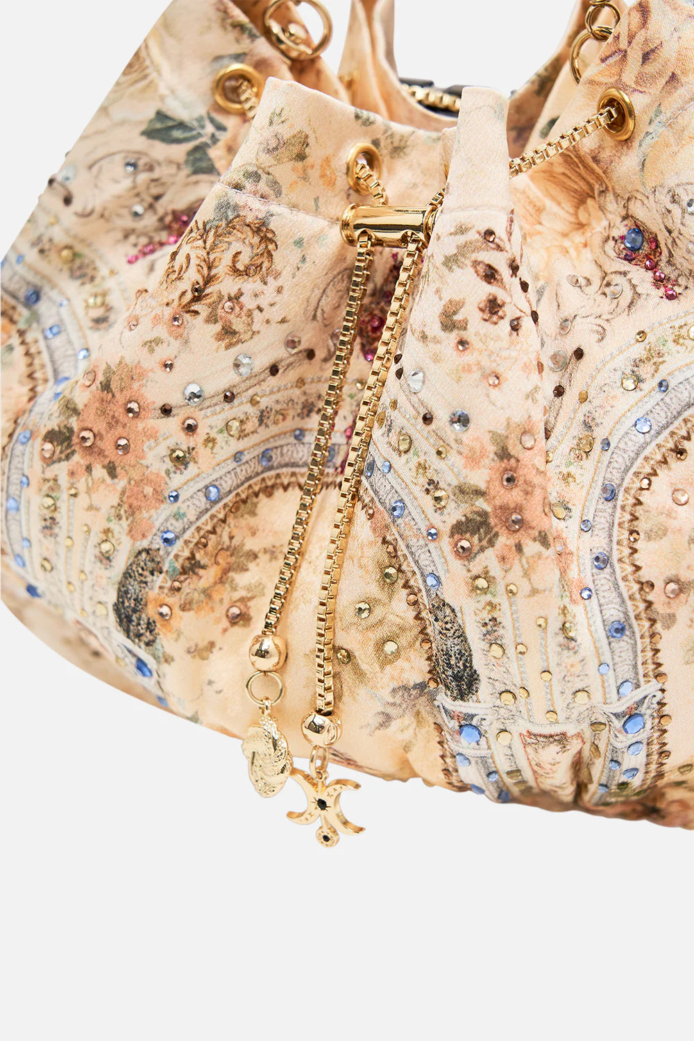 Camilla Drawstring Pouch With Chain Strap - Adorned In Antiquity