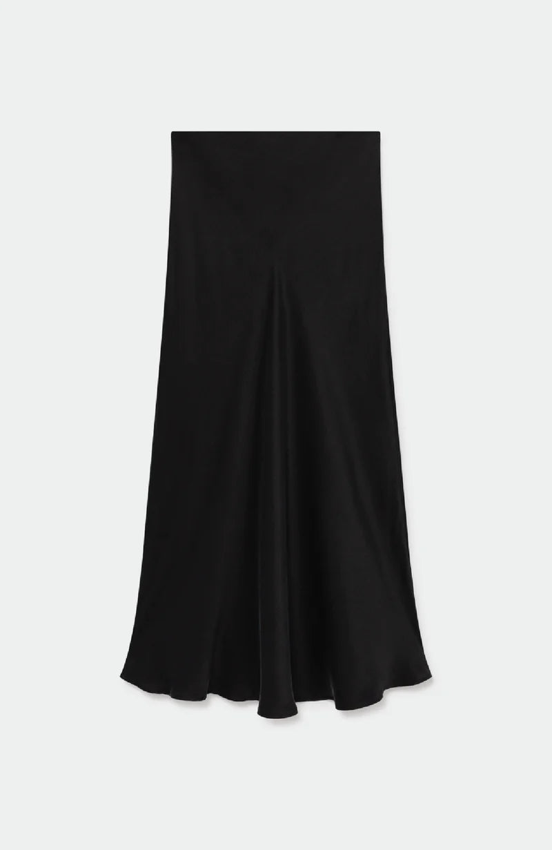 Silk Laundry Long Bias Cut Skirt - Black