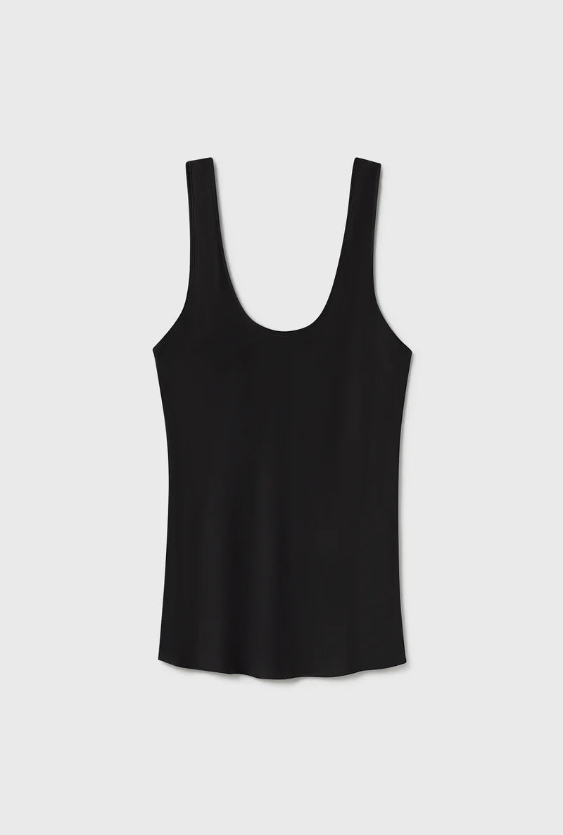 Silk Laundry Scoop Neck Tank - Black