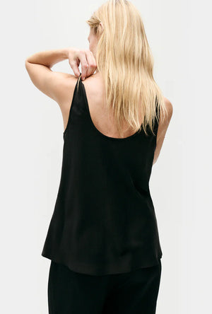 Silk Laundry Scoop Neck Tank - Black