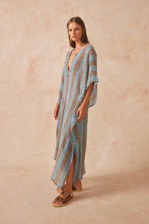 Estilo Emporio Saya Kaftan Dress - Lecce Blue Choc