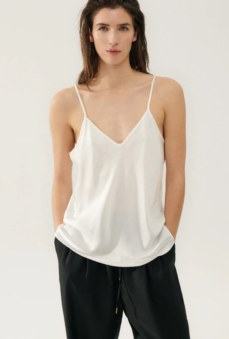 Silk Laundry Bias Cut Cami - White