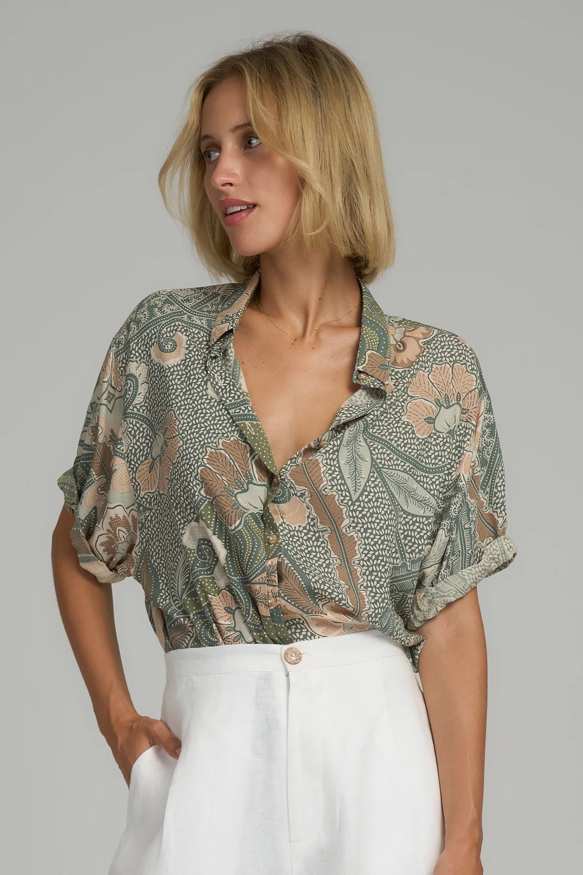 Lilya Hutton Shirt - Batik Sage