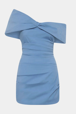 SIR. Jones Off Shoulder Mini Dress - Washed Blue