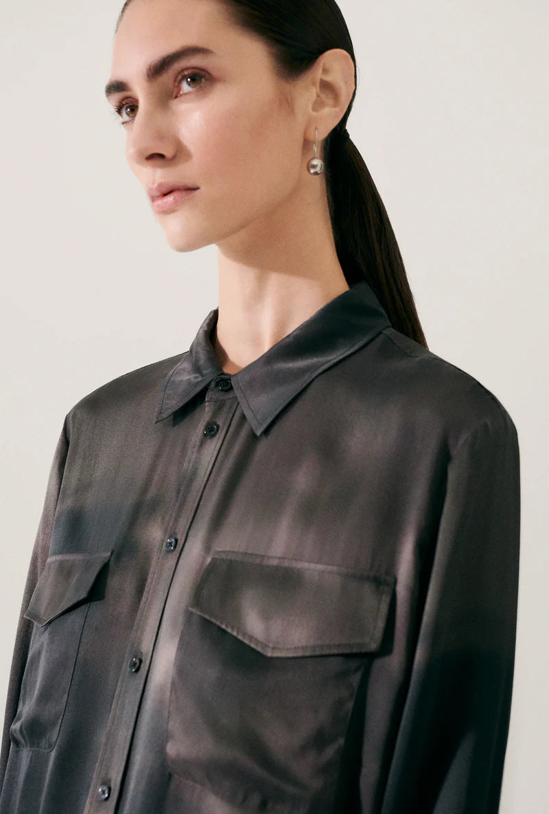 Silk Laundry Boyfriend Shirt - Smoke