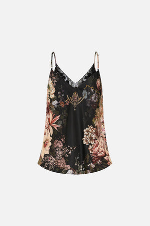 Camilla V-Neck Bias Cami With Lace And Embroidery - Dynasty Daze