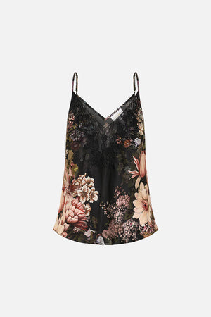 Camilla V-Neck Bias Cami With Lace And Embroidery - Dynasty Daze